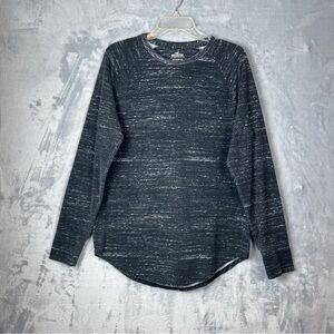 Hollister Curved Hem Tee Men’s Sz Medium Black Granite Cotton Long Sleeve Y2K